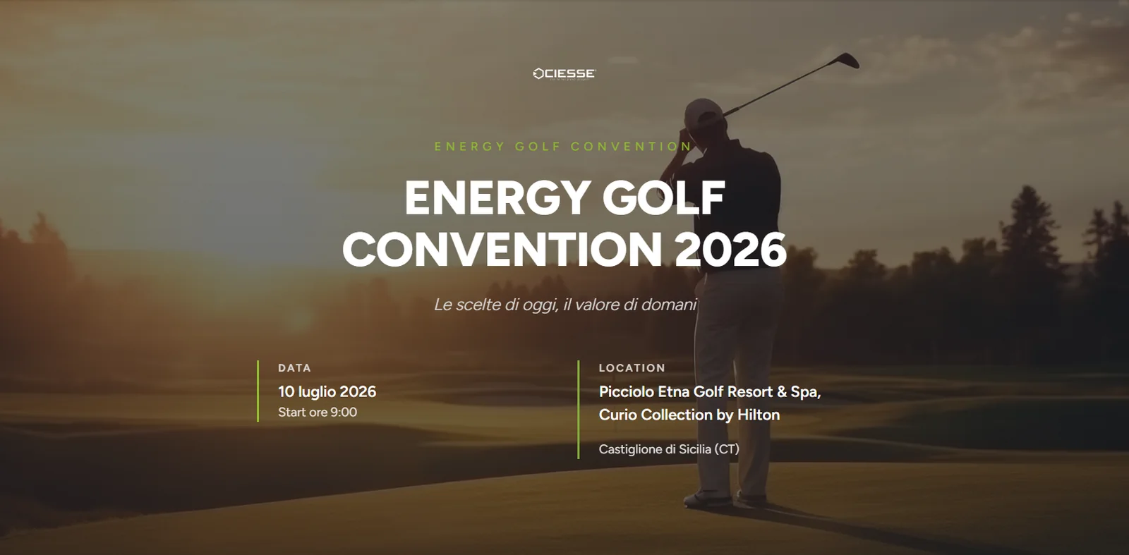 Homepage del sito Energy Golf Convention 2026 su desktop